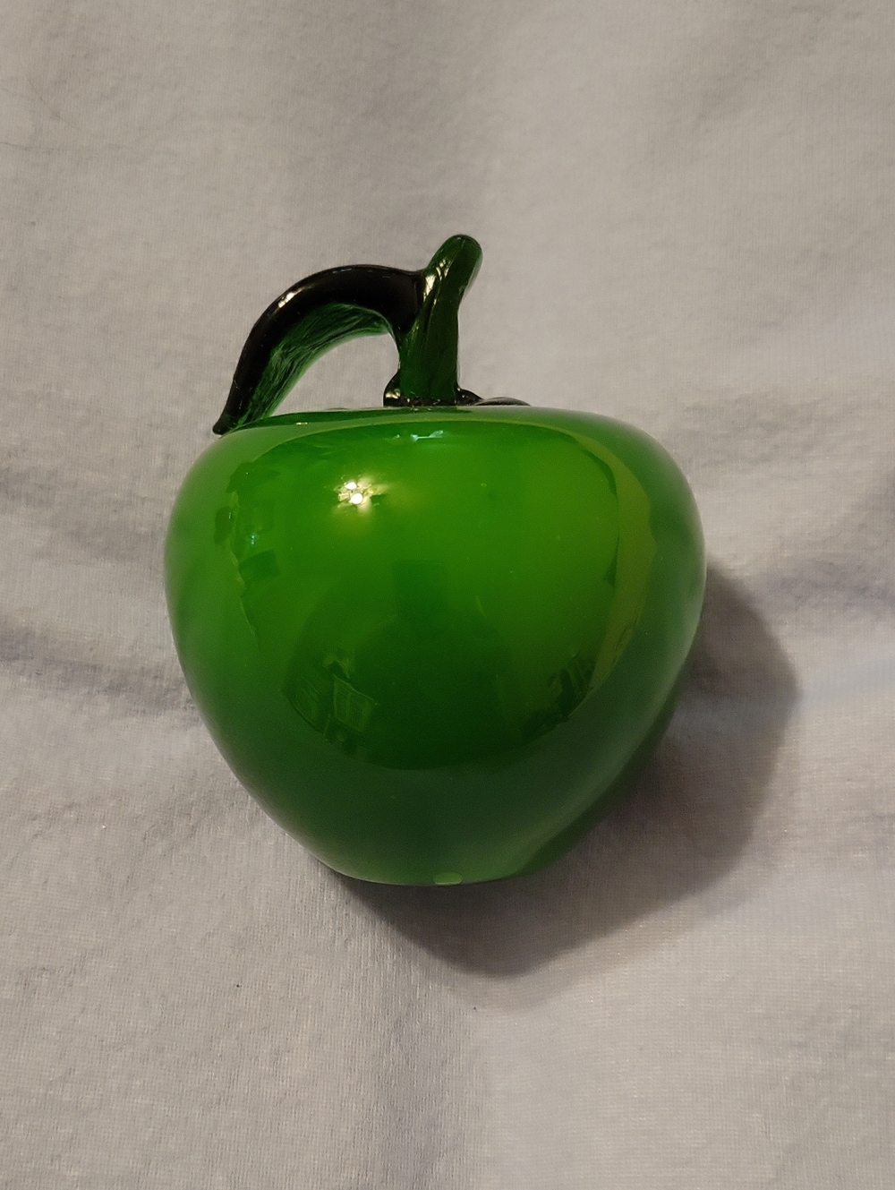 Green Glass Apple Sculpture - Home Art Décor